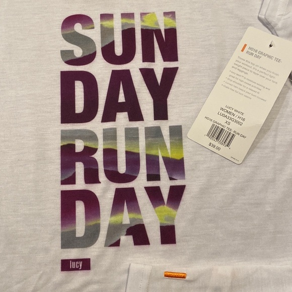XS Lucy Sun Day Run Day T-shirt wicking, short sleeved, no chafe, white lightwt - Picture 11 of 11
